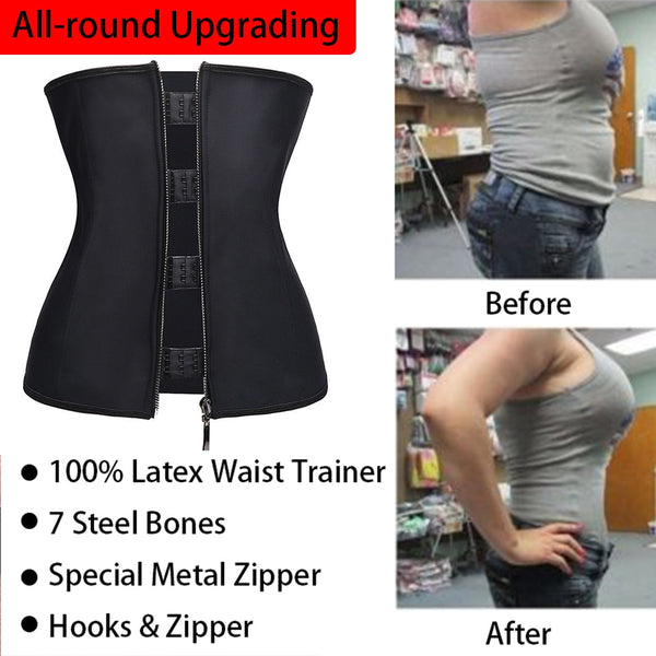 [variant_title] - Corset Body Shaper Latex Waist Trainer Zipper Underbust Slim Tummy Waist Cincher Slimming Briefs Shaper Belt Shapewear Women