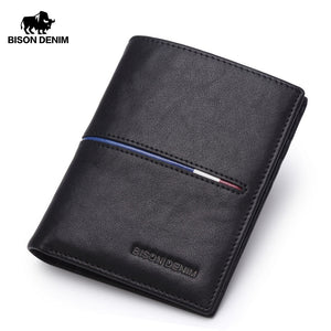 [variant_title] - BISON DENIM Cowskin Leather Men Wallets Multi-Functional Cowhide Coin Purse Slim Genuine Leather Wallet Men Card Holders  N4437