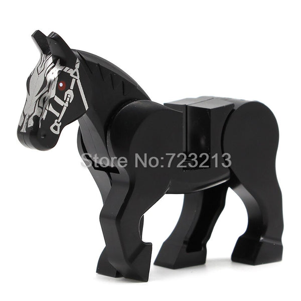 [variant_title] - 1Pc Horse Building Blocks Wild Animal Figure Set Military SWAT MOC Accessories Big Building Blocks Sets Kits Bricks Toys