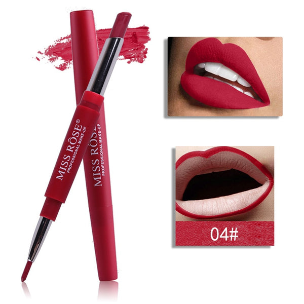 04 - 14 Color Double-end Lip Makeup Lipstick Pencil Waterproof Long Lasting Tint Sexy Red Lip Stick Beauty Matte Liner Pen Lipstick
