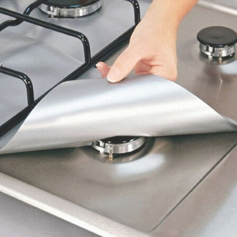 [variant_title] - 4Pcs Reusable Foil Gas Hob Range Stovetop Burner Protector Liner Cover For Cleaning Kitchen Tools