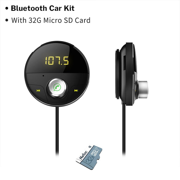 With 32G SD card - Bluetooth AUX Handsfree Car Kit Receiver Wireless Hands Free Carkit Adapter For Auto SpeakerPhone 3.5mm Jack FM Transmitter