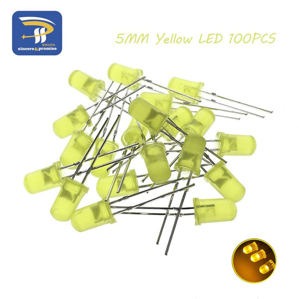 Yellow 100pcs - 5Colors*20PCS=100PCS 5mm LED Diode Light Assorted Kit Green Blue White Yellow Red COMPONENT DIY kit new original