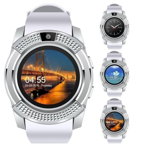 white - GEJIAN smart watch Bluetooth touch screen Android waterproof sports men and women smart watch with camera SIM card slot PK DZ09