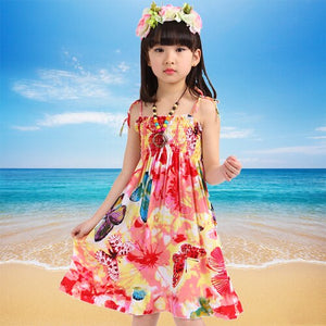 1 / 12 - Girls Dress Summer Fashion Sling Floral Kids Dress Princess Bohemian Children Dresses Beach Girls Clothes 3 4 6 7 8 10 12 Year