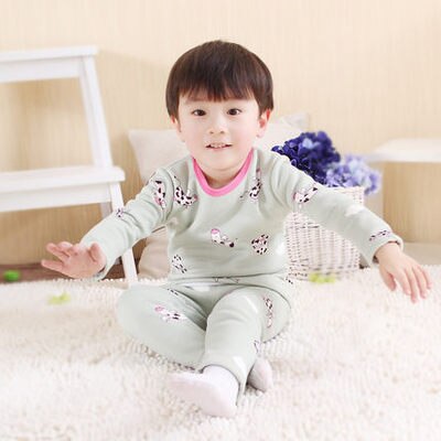 green cow / 12M - Children Clothing 2018 New Autumn Winter Girls Boys Plush underwear warm Christmas Outfit Kids Clothes Sets Child Pajamas Sets