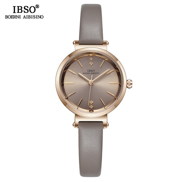 Grey - IBSO 8 MM Ultra-Thin Wrist Women Watches Luxury Female Clock Fashion Montre Femme 2019 Quartz Ladies Watch Relogio Feminino
