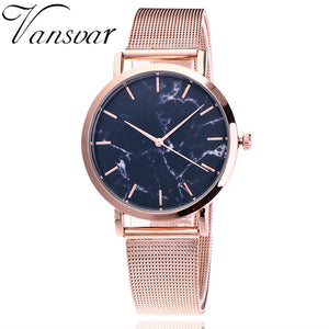 [variant_title] - Vansvar Brand Fashion Silver And Gold Mesh Band Creative Marble Wrist Watch Casual Women Quartz Watches Gift Relogio Feminino