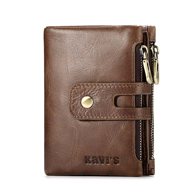 Coffee M - KAVIS Free Engraving Name Genuine Leather Wallet Men PORTFOLIO Gift Male Cudan Portomonee Perse Coin Purse Pocket Money Bag