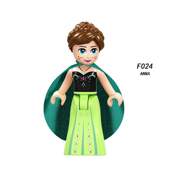 F024 anna - Snow White Fairy Tale Princess Girl anna elsa beast cinderella maleficent Friends Building Blocks Toy kid gift Compatible Legoed