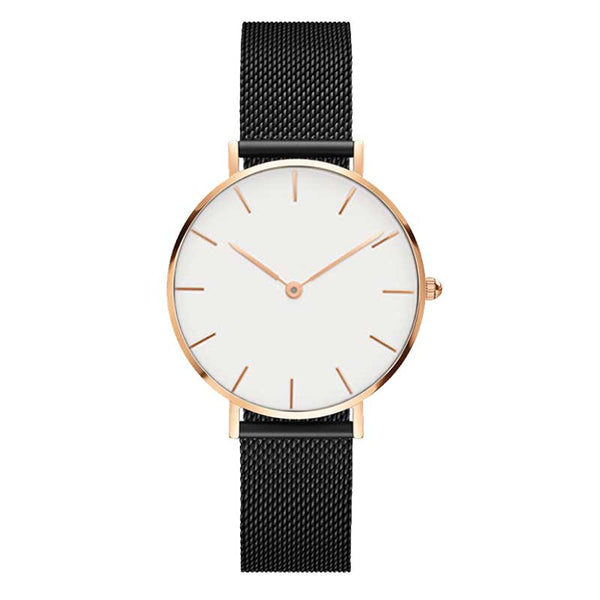 Black Gold - Fashion Big Brand Women Stainless Steel Strap Quartz Wrist Watch Luxury Simple Style Designed Watches Women's Clock