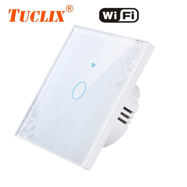 EU-WiFi-01 Lace / 1-Gang - TUCLIX EU WiFi APP Switch 1/2/3 Gang 110-240v Wall Light Touch Screen Switch,Crystal Glass Switch Panel