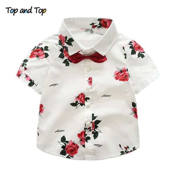 [variant_title] - Top and Top boys clothing sets summer gentleman suits short sleeve shirt + shorts 2pcs kids clothes children clothing set