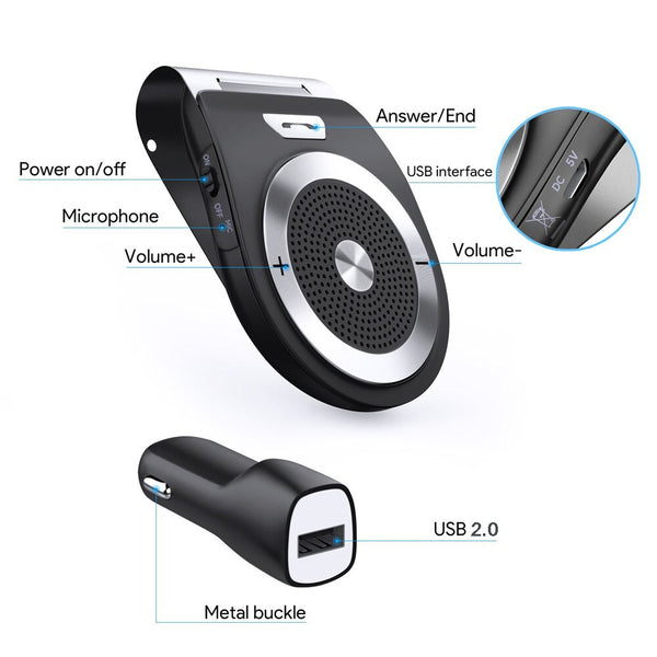 [variant_title] - Bluetooth Car Kit  Handsfree Noise Cancelling Bluetooth V4.1 Receiver Car Speakerphone Multipoint Clip Sun Visor for two Phones