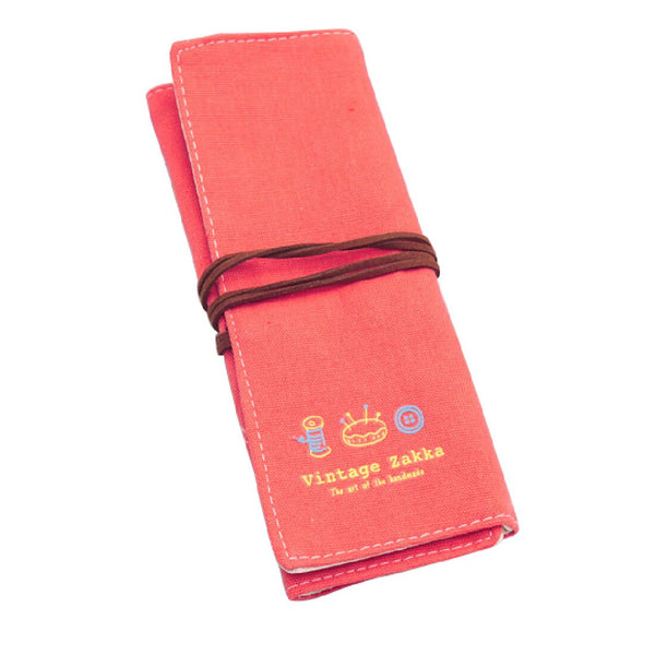 Red - Make Up Canvas Wrap Roll Up Pen Pencil Makeup Case Holder Makeup Brush Retro Romantic Bag Pouch Srorage Bag Toiletry Kit