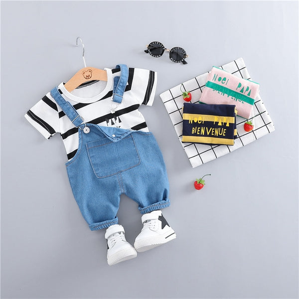 White / 12M - HYLKIDHUOSE 2019 Summer Baby Girls Boys Clothing Sets Toddler Infant Clothes Suits T Shirt Strap Shorts Kids Children Costume