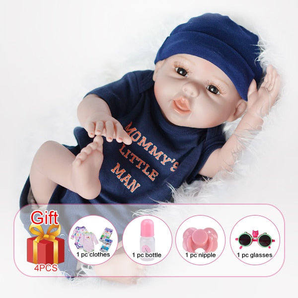 With hair boy body-10 - Reborn baby doll 18" Inch Realistic Newborn Baby Dolls Reborn Lifelike Full Body Silicone Babies Handmade Toddler Dolls Toys