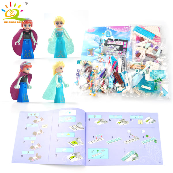 [variant_title] - Elsa Ice Castle Princess Anna Ariel Building Blocks Compatible legoingly friend for girl Little Mermaid Figures Educational Toys