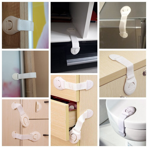 [variant_title] - 10pcs Safety Locks for Kitchen Cabinet Doors Drawer Baby Safe Protection Lock Security Blocker Padlock Home Decoration HM0001 (White)