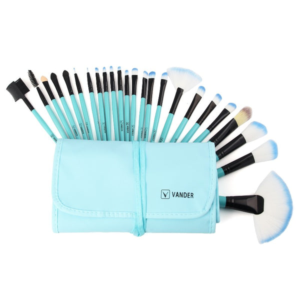 Blue - Vander Pro 24Pcs Makeup Brushing Brushes Set Beauty Cosmetics Eyebrow Shadow Lip Face Powder Pincel Maquiagem Tools + Pouch Bag