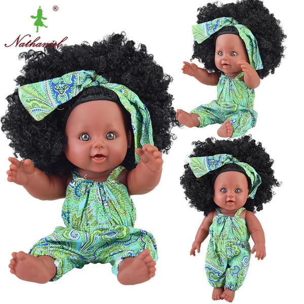 01 - black  baby dolls pop green African! 12inch  lol reborn silicone vinyl 30cm newborn poupee boneca baby soft toy girl kid todder