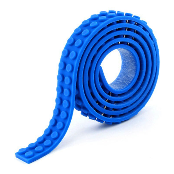 Blue - 100CM 2X115 Dots Building Blocks Tape Strip Base Toy Bendable Flexible Soft Plastic Loops Adhesive Tape Fit Legoed Small Bricks