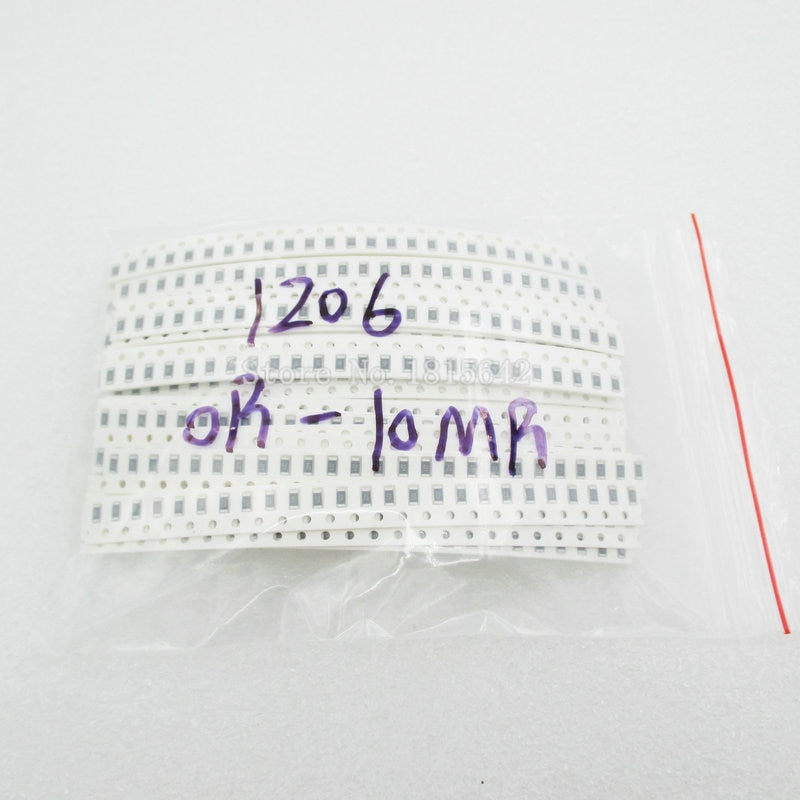 Default Title - 1250PCS/LOT 50 Value 1206 SMD Resistor Kit (0R~10MR) 5% 100% NEW AND ORIGINAL Chip Resistance Assorted Set