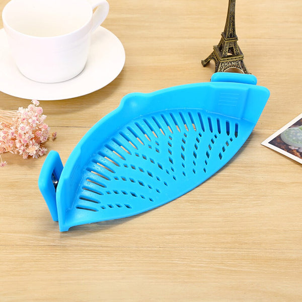 Blue / 1-tier - Silicone Colanders Kitchen Clip On Pot Strainer Drainer For Draining Liquid Univers Draining Pasta Vegetable Tool DropShipping