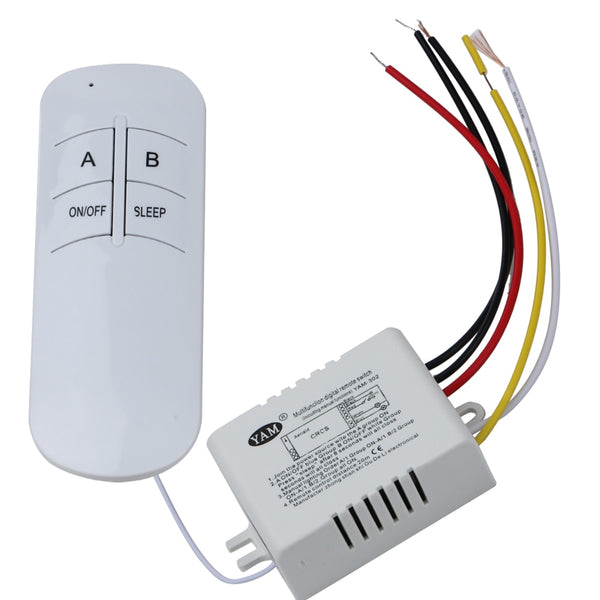 Two Way - 3 Port ON/OFF 220V Lamp Light Digital Wireless Wall Remote Control Switch Receiver Transmitter