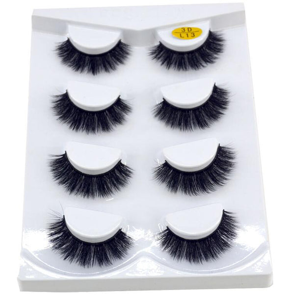 L13 - HBZGTLAD 4 pairs natural false eyelashes fake lashes long makeup 3d mink lashes eyelash extension mink eyelashes for beauty