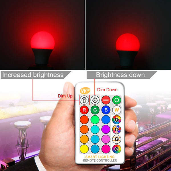 [variant_title] - 110V 220V E27 RGB LED Bulb Lights 5W 10W 15W RGB Lampada Changeable Colorful RGBW LED Lamp With IR Remote Control+Memory Mode