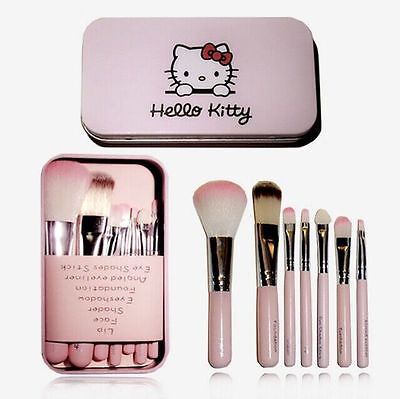 Default Title - Fashion Professional Make Up Brush Set Pink Hello Kitty Cosmetic Makeup Brush Pouch Bag Make Up Tools Soft Makeup 7 Pcs Set Kit