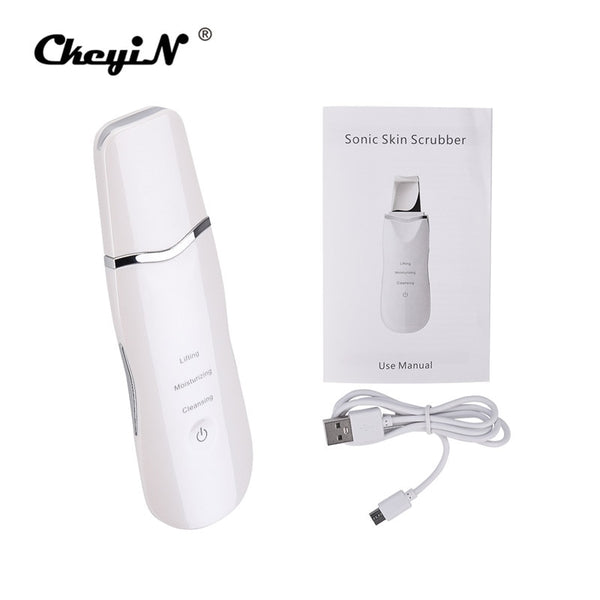 White - Ultrasonic Ion Deep Cleaning Skin Scrubber Peeling Shovel Facial Pore Cleaner Blackhead Remover Face Lifting USB Rechargeable 49