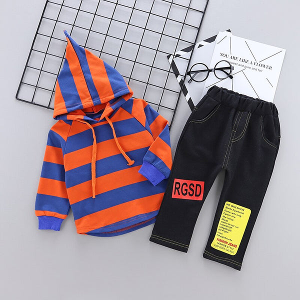 [variant_title] - 2019 Spring Infant Clothing Sets Baby Boys Girl Clothes Suit Sports Striped Hooded Sweater Pants 2pcs Children Toddler Tracksuit