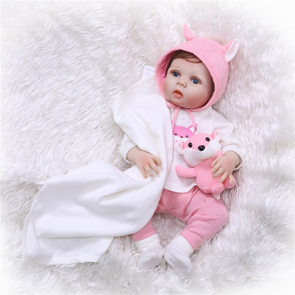 [variant_title] - NPK 55cm Lifelike full silicone Reborn Baby Dolls Girl Silicone Bebes Reborns Realistic bonecas bebe Dolls with Clothes Cute Toy