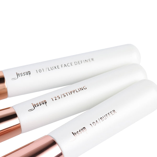 [variant_title] - Jessup brushes Pearl White/Rose Gold Makeup brushes set Professional Beauty Make up brush Natural hair Foundation Powder Blushes