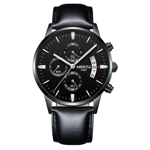 Whole Black Leather - NIBOSI Relogio Masculino Men Watches Luxury Famous Top Brand Men's Fashion Casual Dress Watch Military Quartz Wristwatches Saat