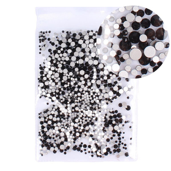 13 Black 1000 pcs - Mix Sizes 1000PCS/Pack Crystal Clear AB Non Hotfix Flatback Rhinestones Nail Rhinestones For Nails 3D Nail Art Decoration Gems