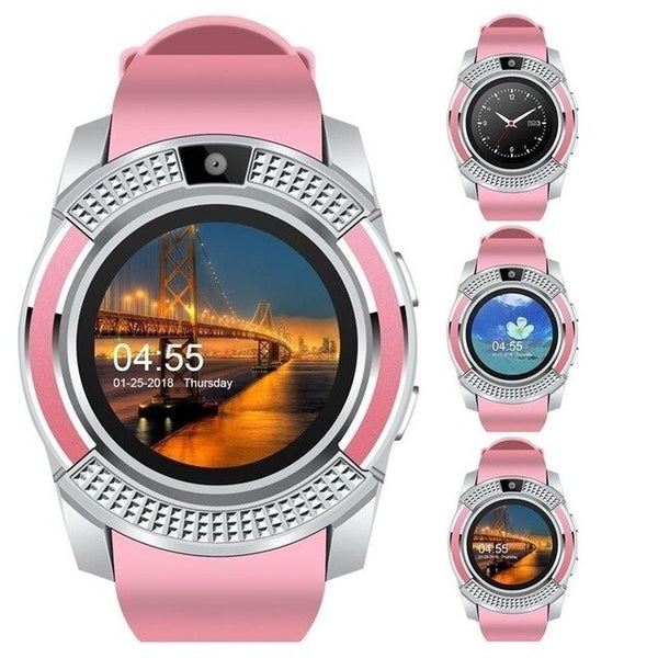 Pink - GEJIAN smart watch Bluetooth touch screen Android waterproof sports men and women smart watch with camera SIM card slot PK DZ09