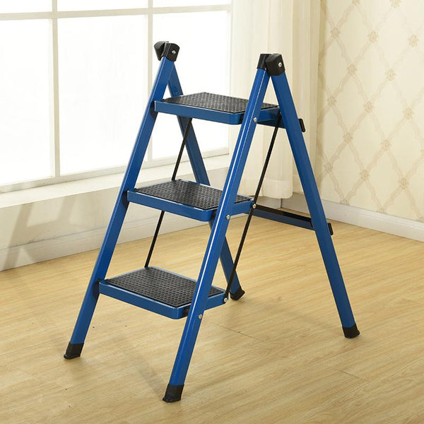 [variant_title] - folding step ladder stool three-step thickened iron pipe indoor ladder three-step ladder kitchen ladder