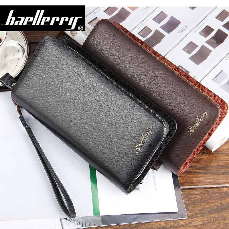 Baellerry Brand Men Wallets Double Zipper Leather Wallet Men Coin Purses Fashion Long Male Clutch Bag With Phone Pocket Carteira