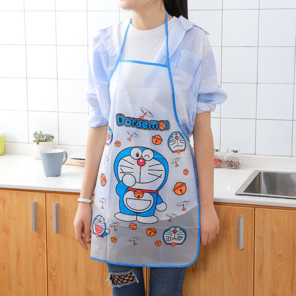 Red - Cartoon Apron Kit Bib Apron Cartoon Long Sleeveless  Waterproof Kitchen Aprons For Men And Women