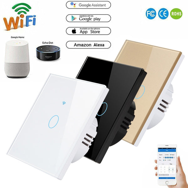 [variant_title] - Smart WiFi Light Switch Interruptor Touch Wall Power Switch App Remote Control Intellegent Switch For Alexa/Echo Home 1/2/3 Gang