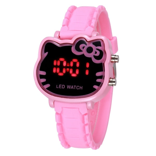 pink-201447598 - 2019 Hello Kitty Cartoon Watches Kid Girls Relogios Pink Silicone Strap Children Led Digital Wrist Watch Nina Reloj Nino Clocks
