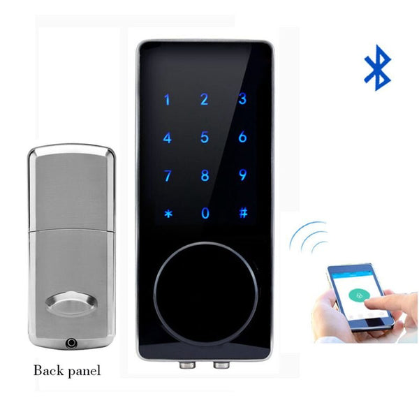 Default Title - Silver Zinc Alloy Home Smart Bluetooth Electronic Press Screen Code Password Lock Deadbolt Door Lock Unlock By App Code Key