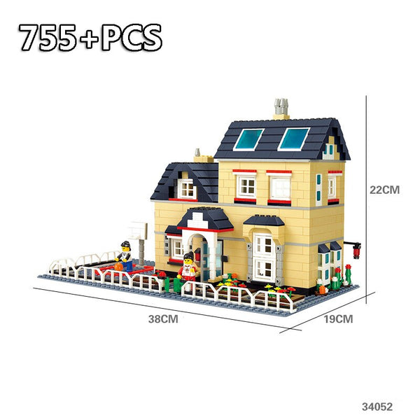 755PCS Block No Box - City Architecture Villa Cottage Model Beach Hut Modular Home House Village Building Blocks Compatible Legoingly Friends Toy Gift