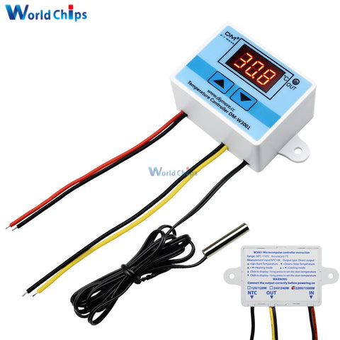 Default Title - 220VAC 10A Digital LED Temperature Controller XH-W3001 For Arduino Cooling Heating Switch Thermostat + NTC Sensor