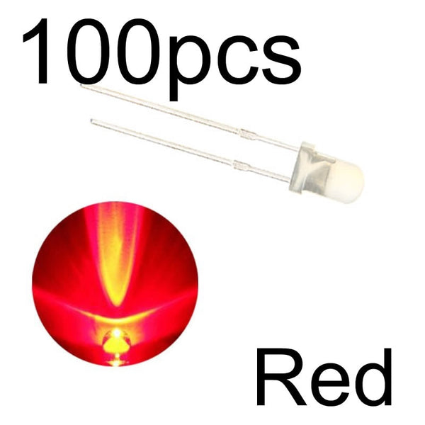light red 100pcs - MCIGICM 100pcs 5mm LED diode Light Assorted Kit DIY LEDs Set White Yellow Red Green Blue electronic diy kit Hot sale