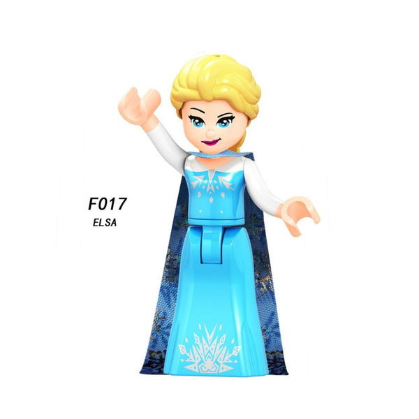 F017 elsa - Snow White Fairy Tale Princess Girl anna elsa beast cinderella maleficent Friends Building Blocks Toy kid gift Compatible Legoed