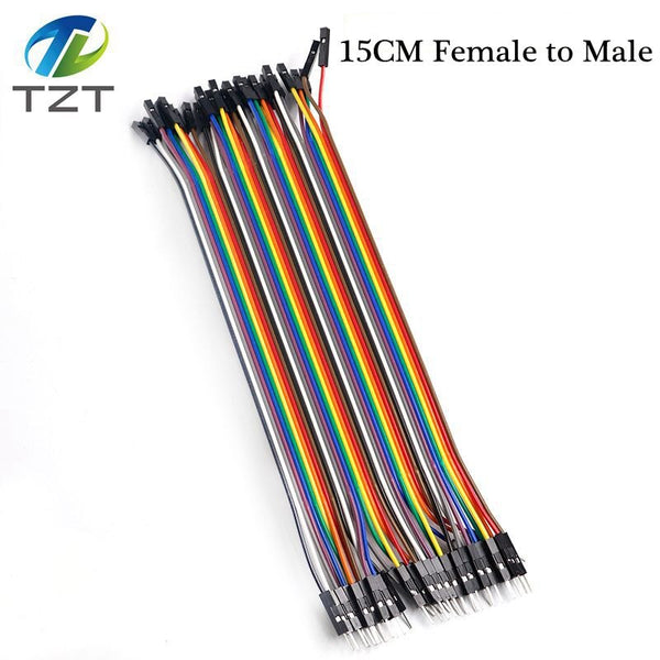15CM female to Male - TZT Dupont Line 10cm/15cm/40cm Male to Male + Female to Male and Female to Female Jumper Wire Dupont Cable for arduino DIY KIT